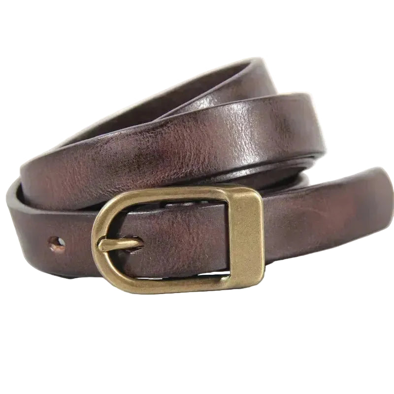 Ceinture en cuir pour femme – Bouton en cuivre pur, idéale pour jeans